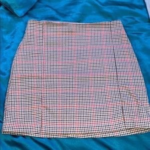 beige plaid skirt
